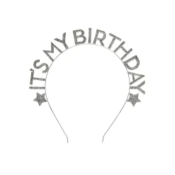 Card Factory Silver It's My Birthday Glitter Metal Headband