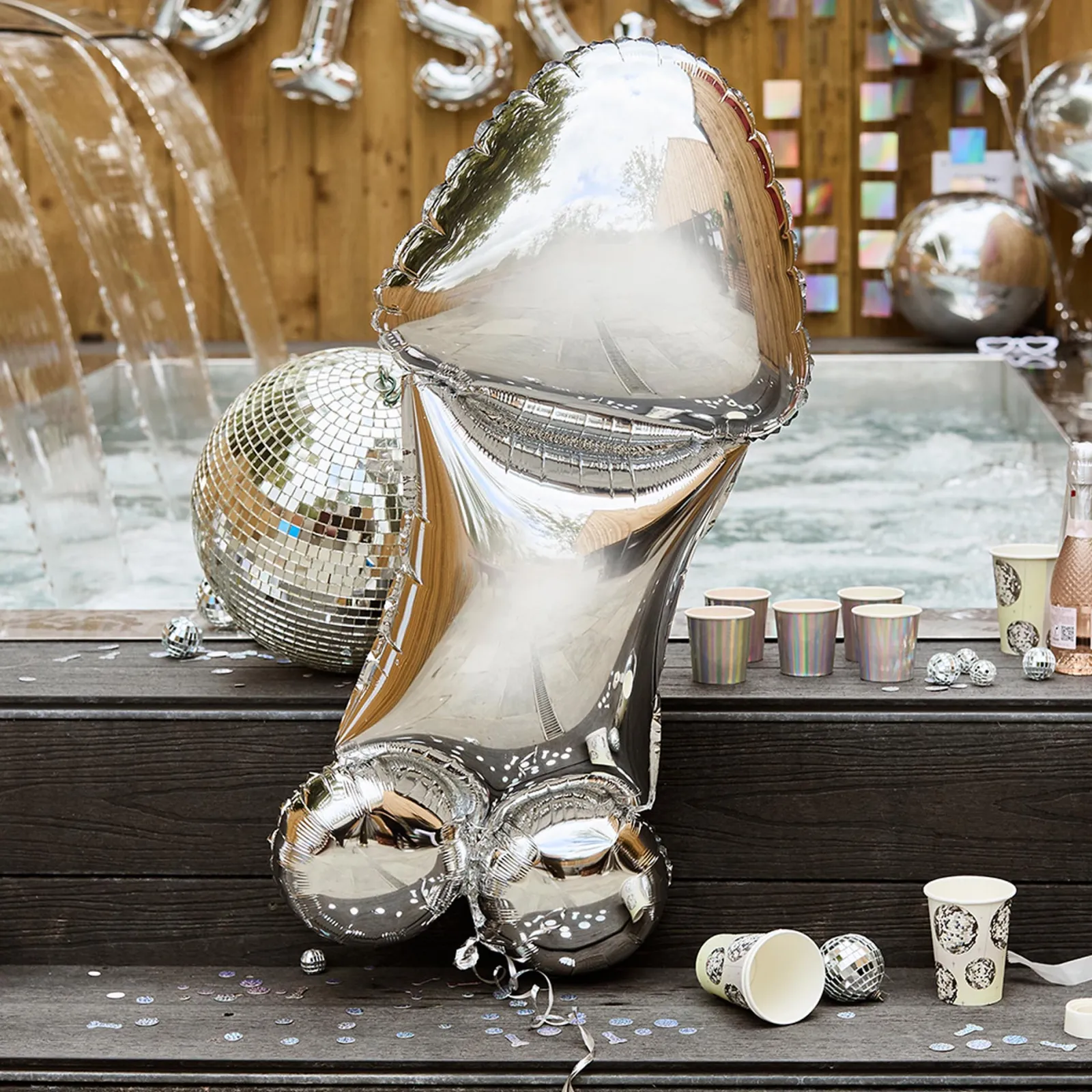 Silver Jumbo D*ck 40-Inch Foil Helium Balloon Hen Party|Balloons For Her