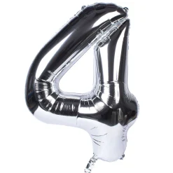 Discount Silver Number 4 Foil Giant Helium Balloon - Uninflated Kids 40Th Birthday|Birthday Party