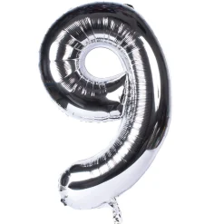 Kids Card Factory Silver Number 9 Foil Giant Helium Balloon - Uninflated