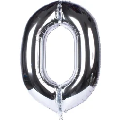 New Silver Number 0 Giant Foil Helium Balloon INFLATED 100Th Birthday|90Th Birthday