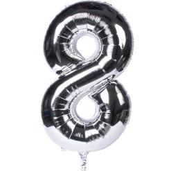 Hot Silver Number 8 Giant Foil Helium Balloon INFLATED 80Th Birthday|18Th Birthday