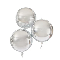 Card Factory Silver Orb 15-Inch Foil Balloons - Pack of 3