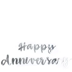 Card Factory Silver Script Happy Anniversary Banner