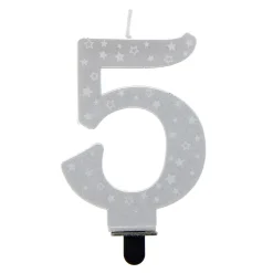 Card Factory Silver Starry Number 5 Cake Candle