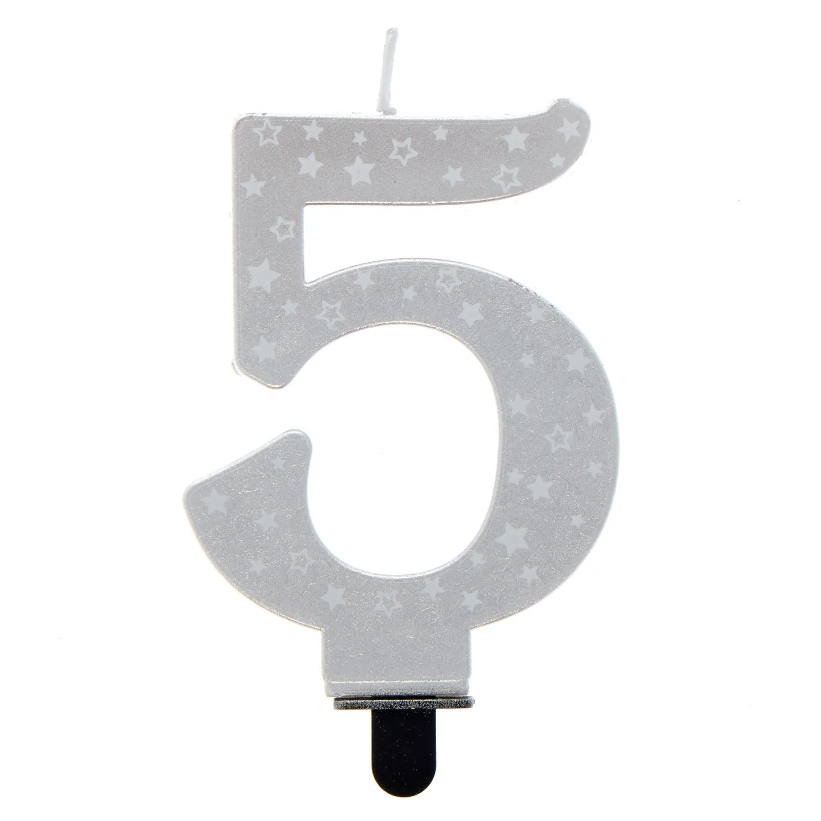 Card Factory Silver Starry Number 5 Cake Candle