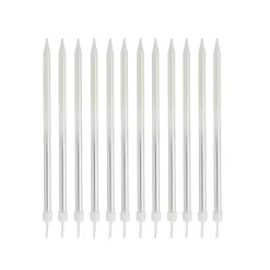Silver Tall Ombre Skinny Cake Candles - Pack of 12 Cake Candles|Birthday Party