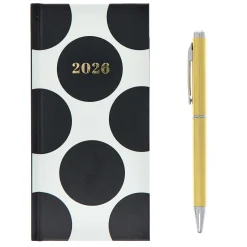 Card Factory Slim Polka Dot 2026 Boxed Diary With Pen