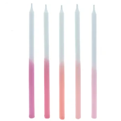 New Tall Pink Gradient Cake Candles & Holders - Pack of 10 Cake Candles|Birthday Party