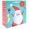 Kids Card Factory Teal Santa Large Square Christmas Gift Bag