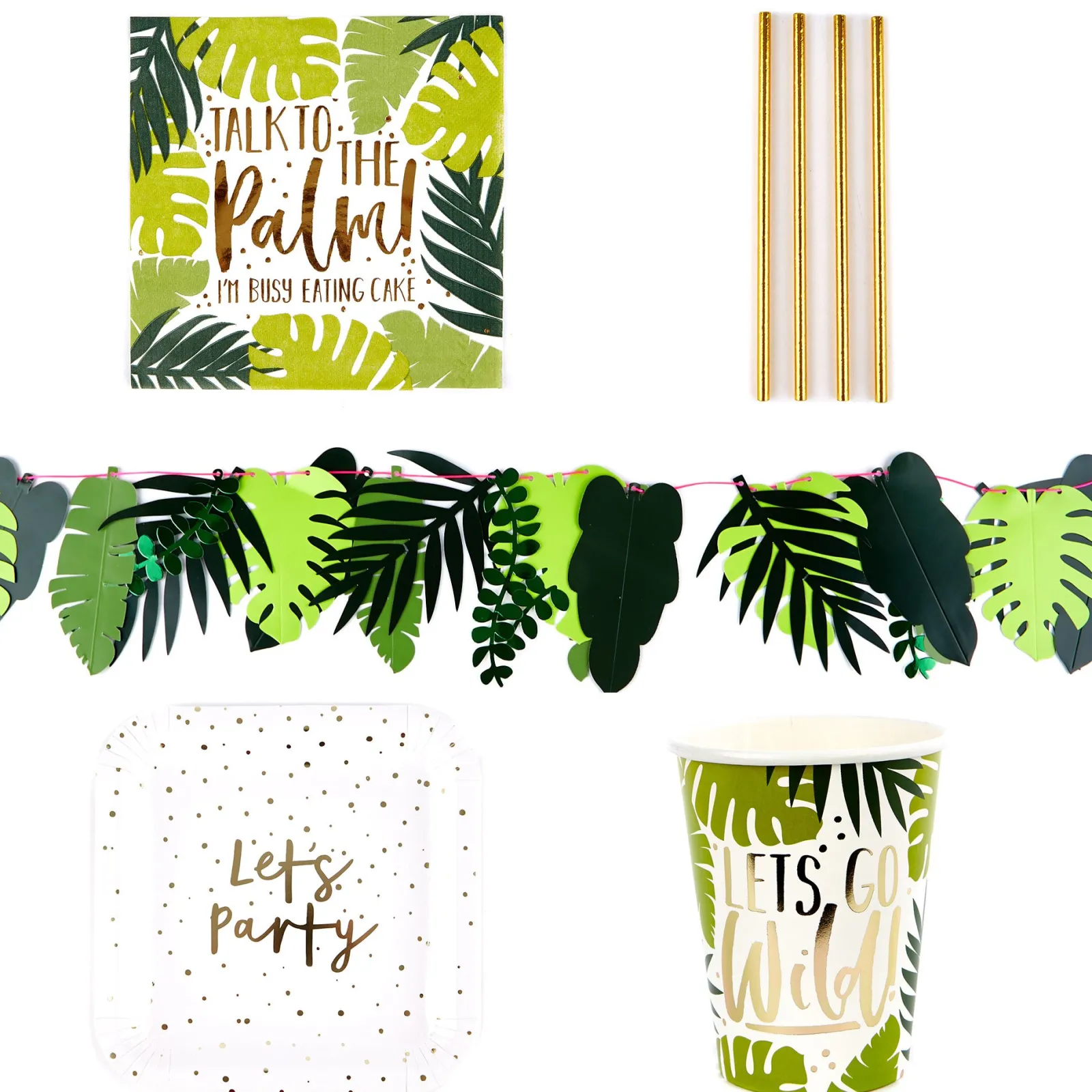 Online Tropical Party Tableware & Decorations Bundle - 10 Guests Tableware|Anniversary Party