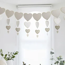 Clearance White & Gold Hearts Card Garland Banners & Bunting|Engagement Party