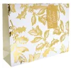 Card Factory White & Gold Holly Extra Large Landscape Christmas Gift Bag