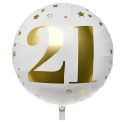 Card Factory White & Gold 21st Birthday 31-Inch Foil Helium Balloon