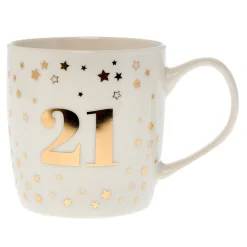 Card Factory White & Gold 21st Birthday Mug