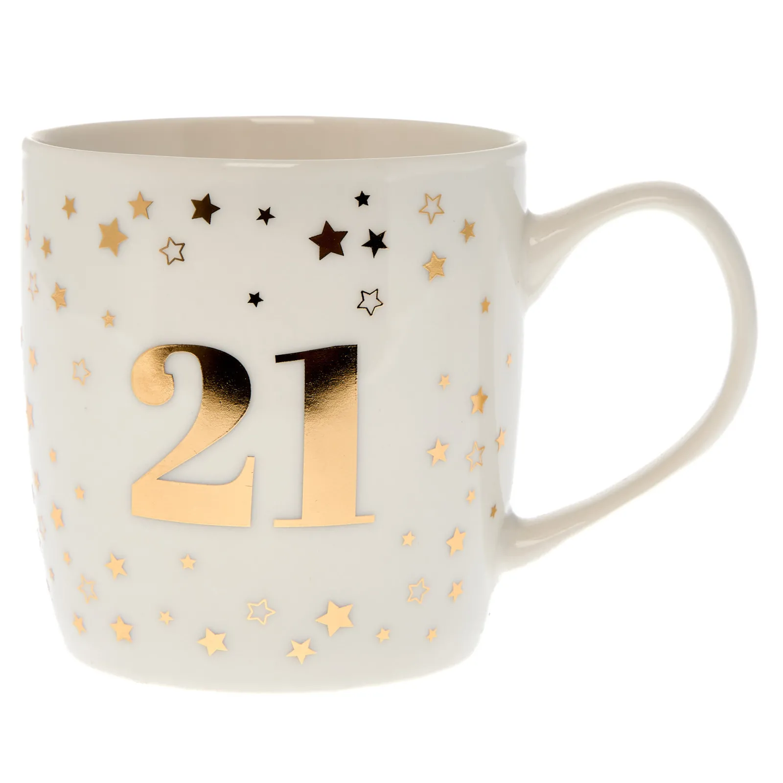 Card Factory White & Gold 21st Birthday Mug