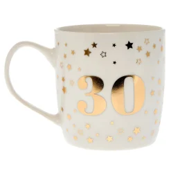 Card Factory White & Gold 30th Birthday Mug