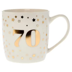 White & Gold 70th Birthday Mug 70Th Birthday|Mugs