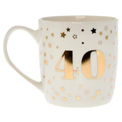 Card Factory White & Gold 40th Birthday Mug