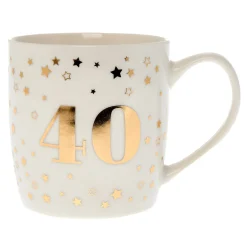 Card Factory White & Gold 40th Birthday Mug