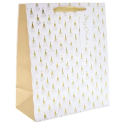 Best White & Gold Trees Large Portrait Christmas Gift Bag Gift Wrap For Him|Gift Wrap For Her
