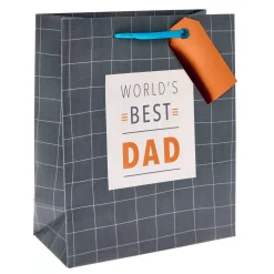 Sale World's Best Dad Medium Portrait Gift Bag Navy Gift Wrap|Gift Wrap For Him